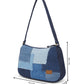 Upcycled Denim Jeans Layered Baguette Bag - Dwij - 