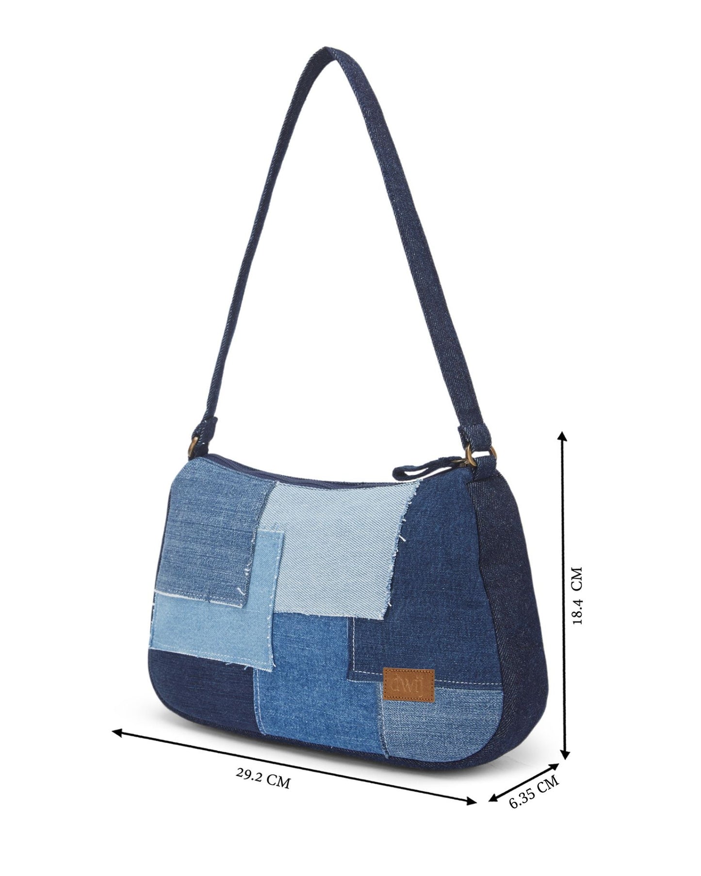 Upcycled Denim Jeans Layered Baguette Bag - Dwij - 