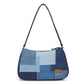 Upcycled Denim Jeans Layered Baguette Bag - Dwij - 