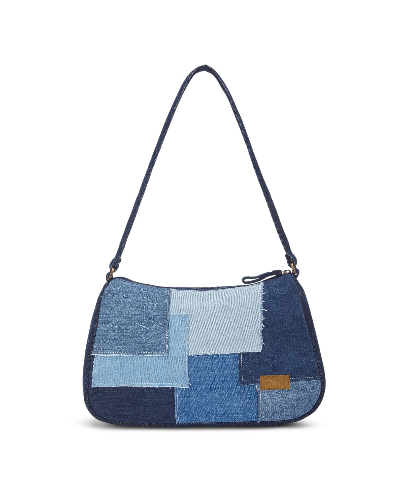 Upcycled Denim Jeans Layered Baguette Bag - Dwij - 