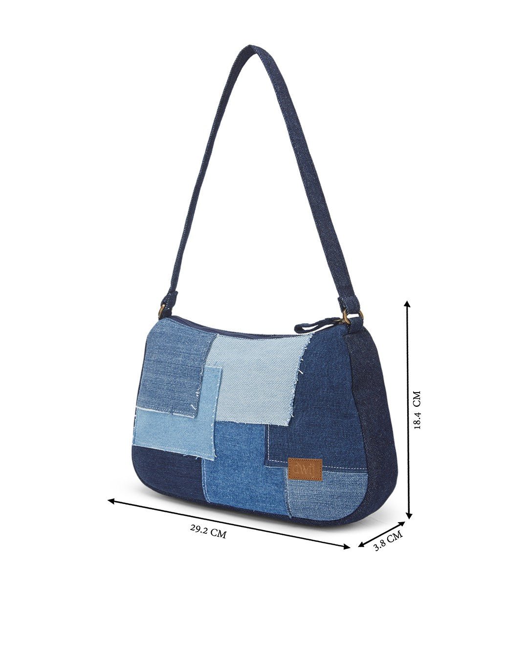 Upcycled Denim Jeans Layered Baguette Bag - Dwij - 