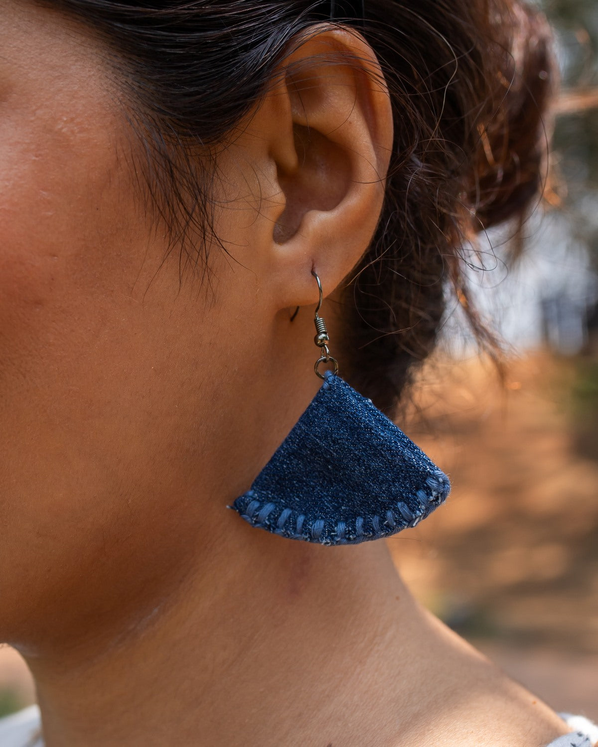 Handcrafted Upcycled Jeans Earrings Ashwini