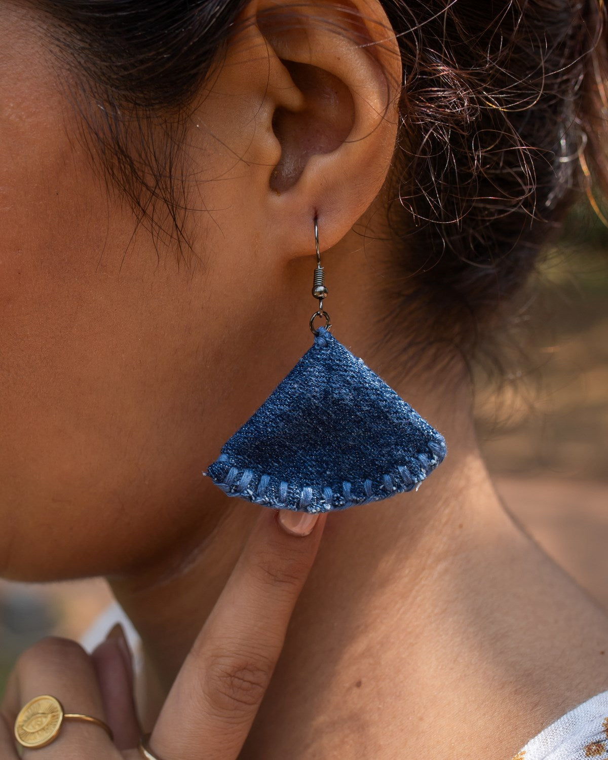 Handcrafted Upcycled Jeans Earrings Ashwini