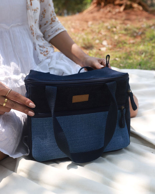 Upcycled Eco friendly Denim Jeans Lunch Bag (Small)