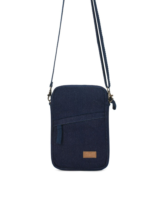 Upcycled Denim Mobile sling Bag with compartments - Dwij -