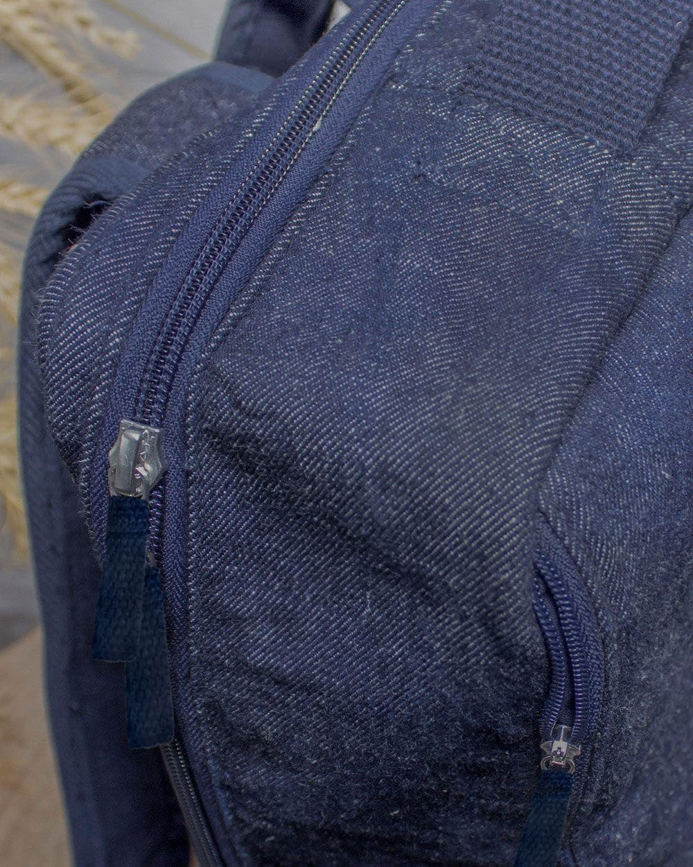 Upcycled Handcrafted Denim Jeans Blue Unisex Office Travel Backpack