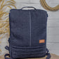 Upcycled Handcrafted Denim Jeans Blue Unisex Office Travel Backpack