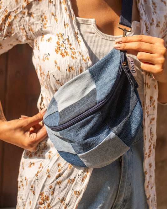 Upcycled Eco friendly Patched Fanny pack/Waist Pouch