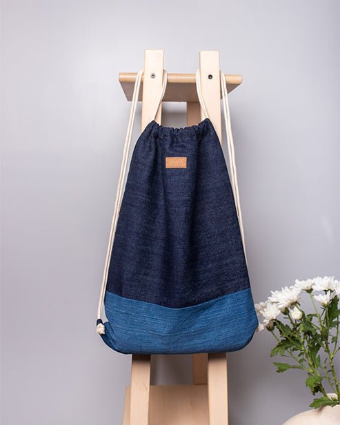 Upcycled Denim Rope Backpack Bag - Dwij