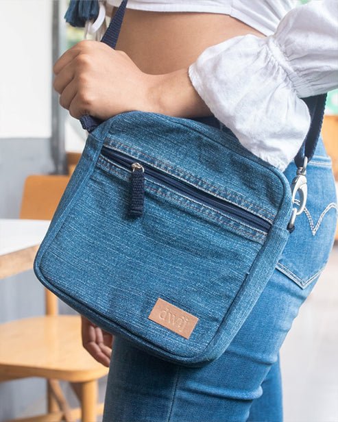 Upcycled Denim Unisex Breakfree Sling Bag - Dwij