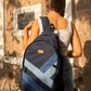 Upcycled Handcrafted Diagonal Striped Denim Travel Backpack