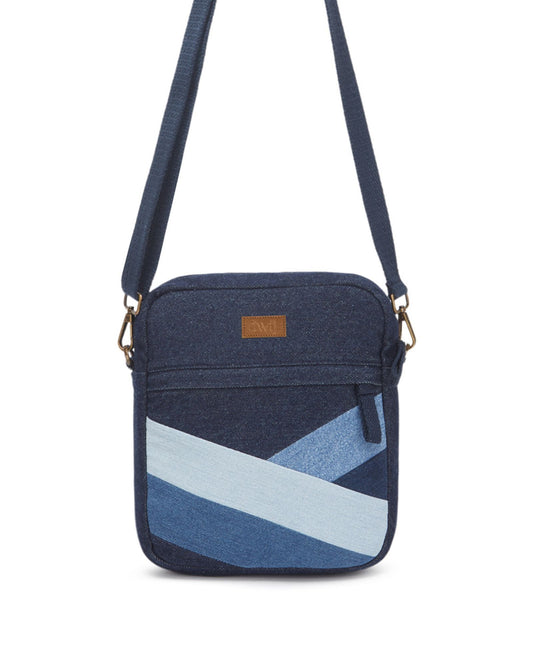 Upcycled Diagonal Striped Denim Breakfree Sling - Dwij - 