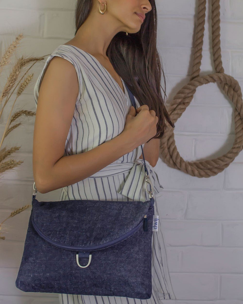 Upcycled Eco friendly Denim Jeans Blue Wonder Tote Bag - Dwij