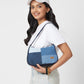 Upcycled Eco Friendly Denim Jeans Mosaic Baguette Bag - Dwij - 
