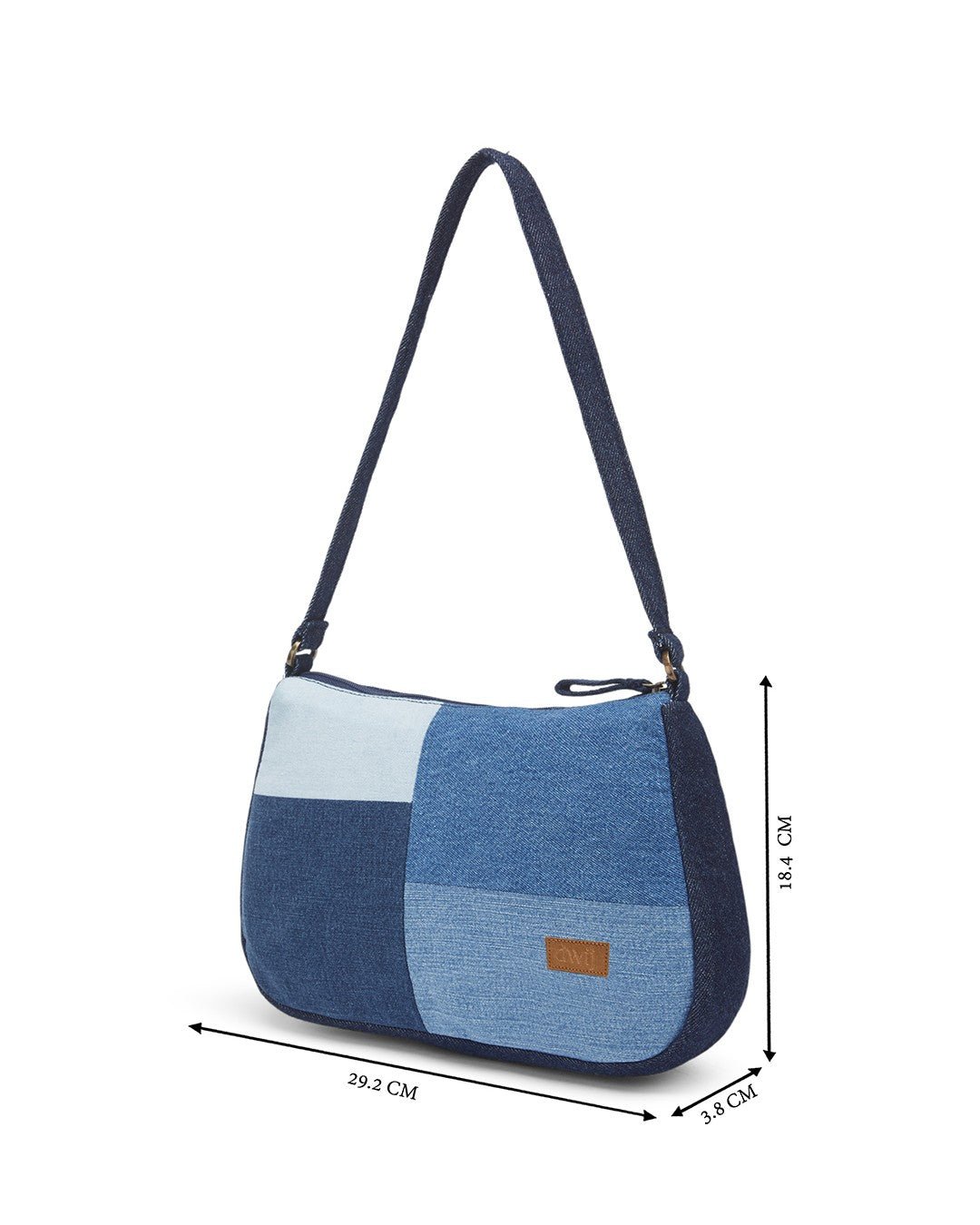 Upcycled Eco Friendly Denim Jeans Mosaic Baguette Bag - Dwij - 