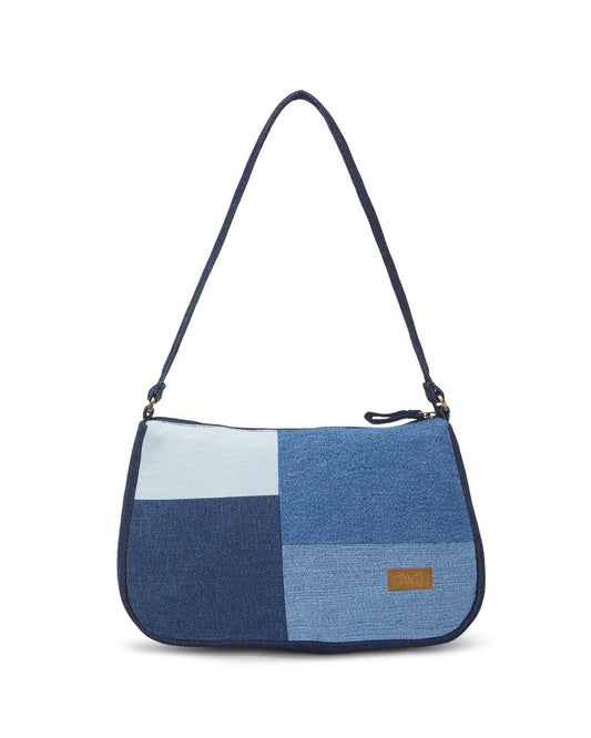 Upcycled Eco Friendly Denim Jeans Mosaic Baguette Bag - Dwij - 