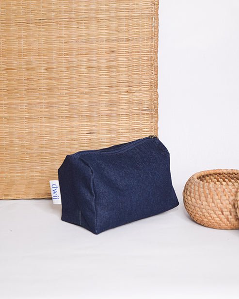 Upcycled Eco friendly Denim Jeans Multipurpose Travel Pouch Set - Dwij