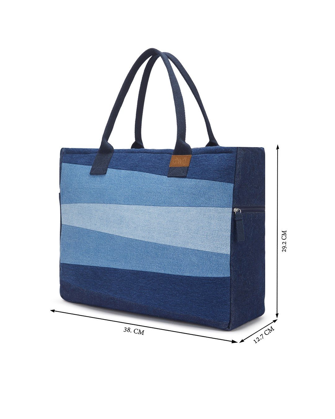 Upcycled Eco Friendly Denim Jeans Striped Laptop Tote - Dwij - 