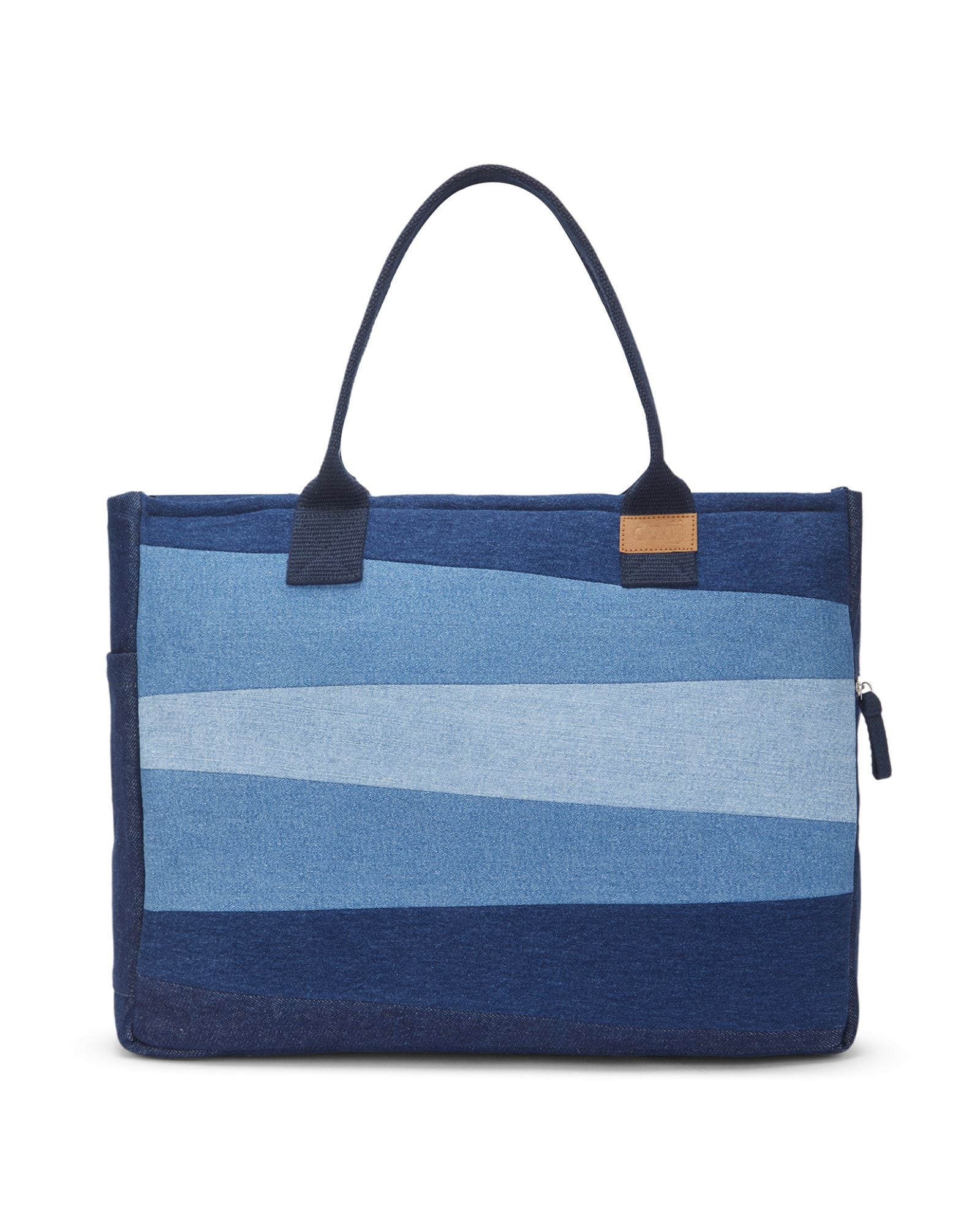 Upcycled Eco Friendly Denim Jeans Striped Laptop Tote - Dwij - 