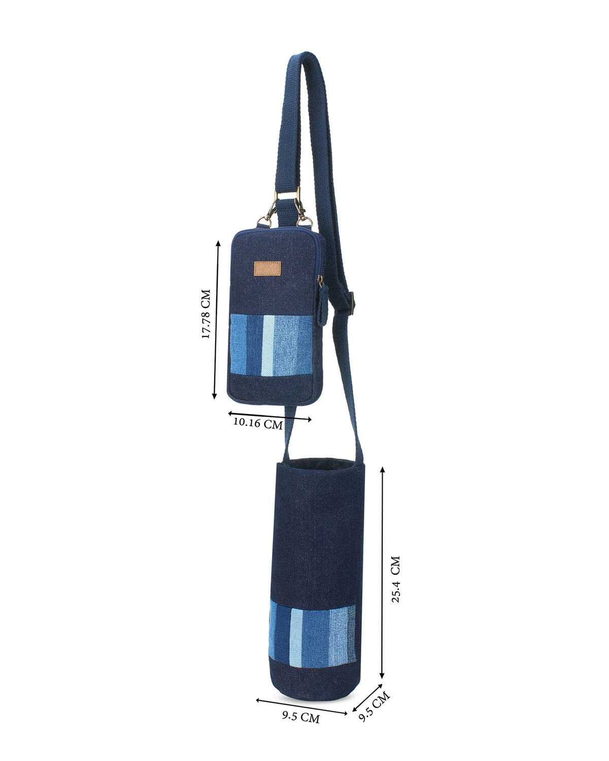 Upcycled Eco Friendly Unisex Offbeat Striped Bottle Holder with Mobile Sling - Dwij -