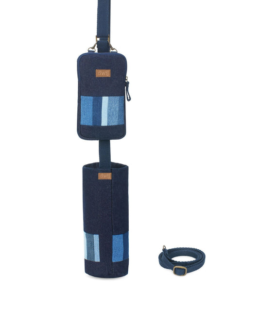 Upcycled Eco Friendly Unisex Offbeat Striped Bottle Holder with Mobile Sling - Dwij -