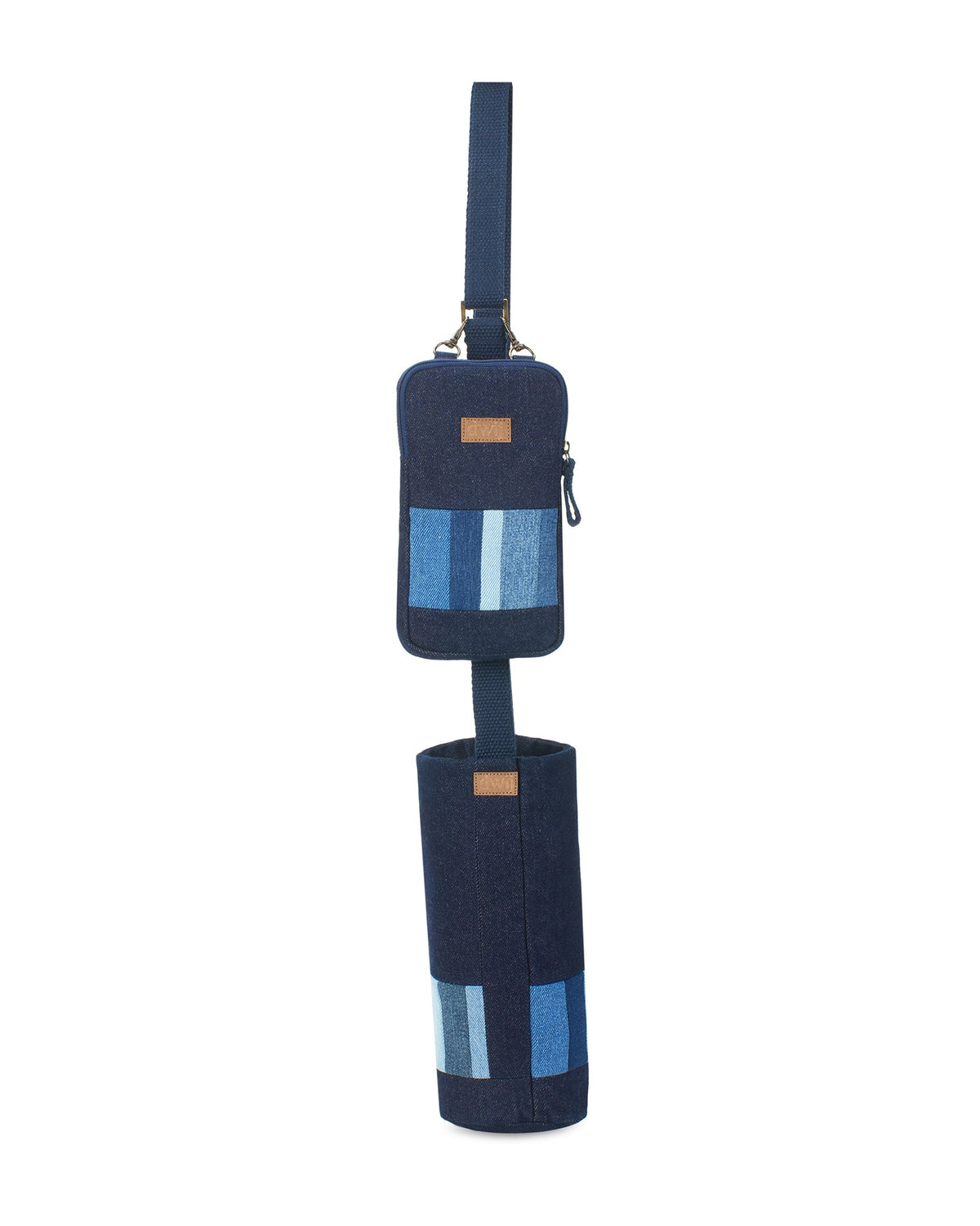 Upcycled Eco Friendly Unisex Offbeat Striped Bottle Holder with Mobile Sling - Dwij -