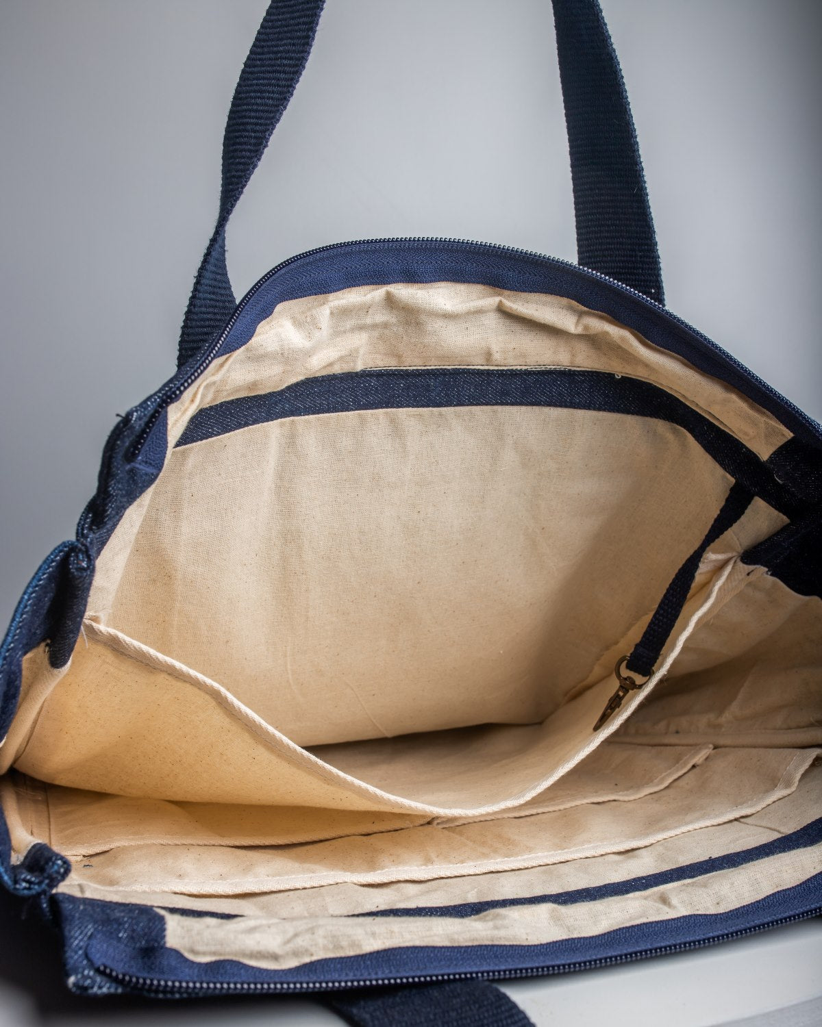 Upcycled Kantha Hand Embroidered Denim Large Tote Bag