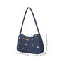 Upcycled Hand Embroidered Daisy Denim Baguette Bag (Large) - Dwij -