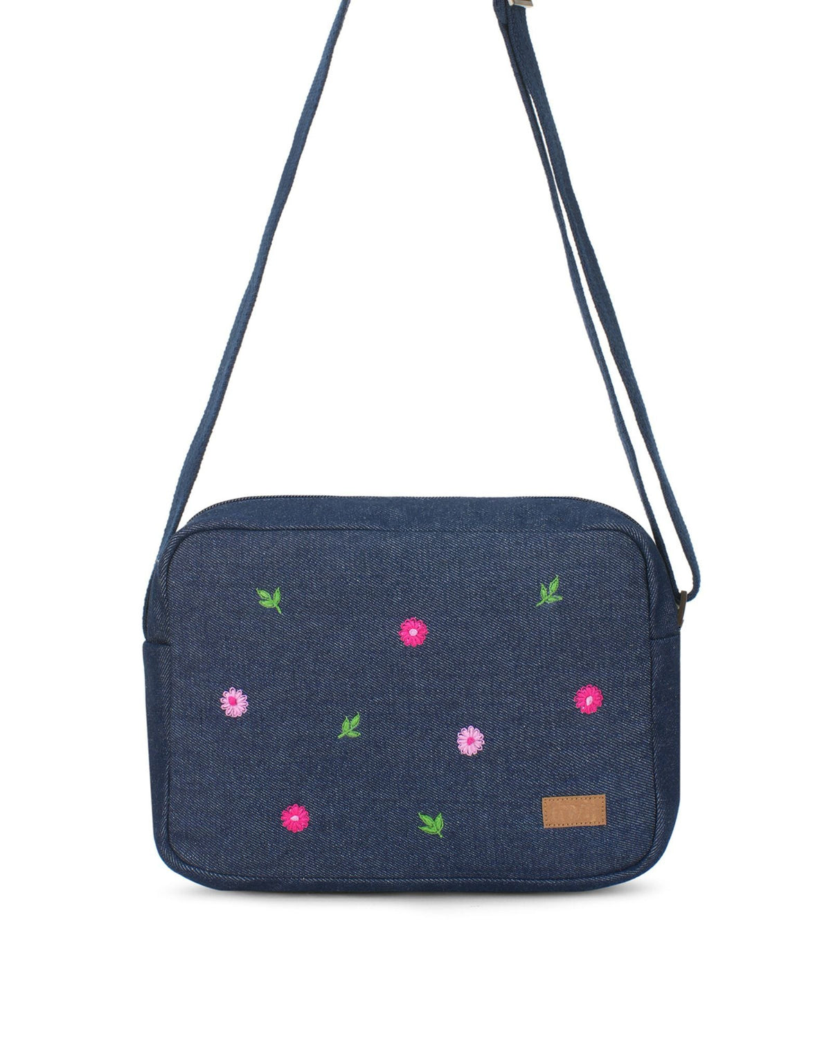 Upcycled Hand Embroidered Daisy Woman Crossbody Sling Bag - Dwij -