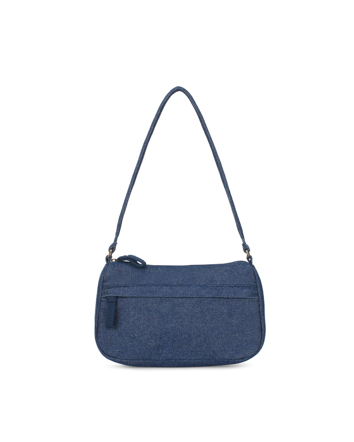 Upcycled Hand Embroidered Flower Denim Baguette Bag (Small) - Dwij -
