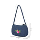 Upcycled Hand Embroidered Flower Denim Baguette Bag (Small) - Dwij -