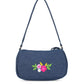 Upcycled Hand Embroidered Flower Denim Baguette Bag (Small) - Dwij -