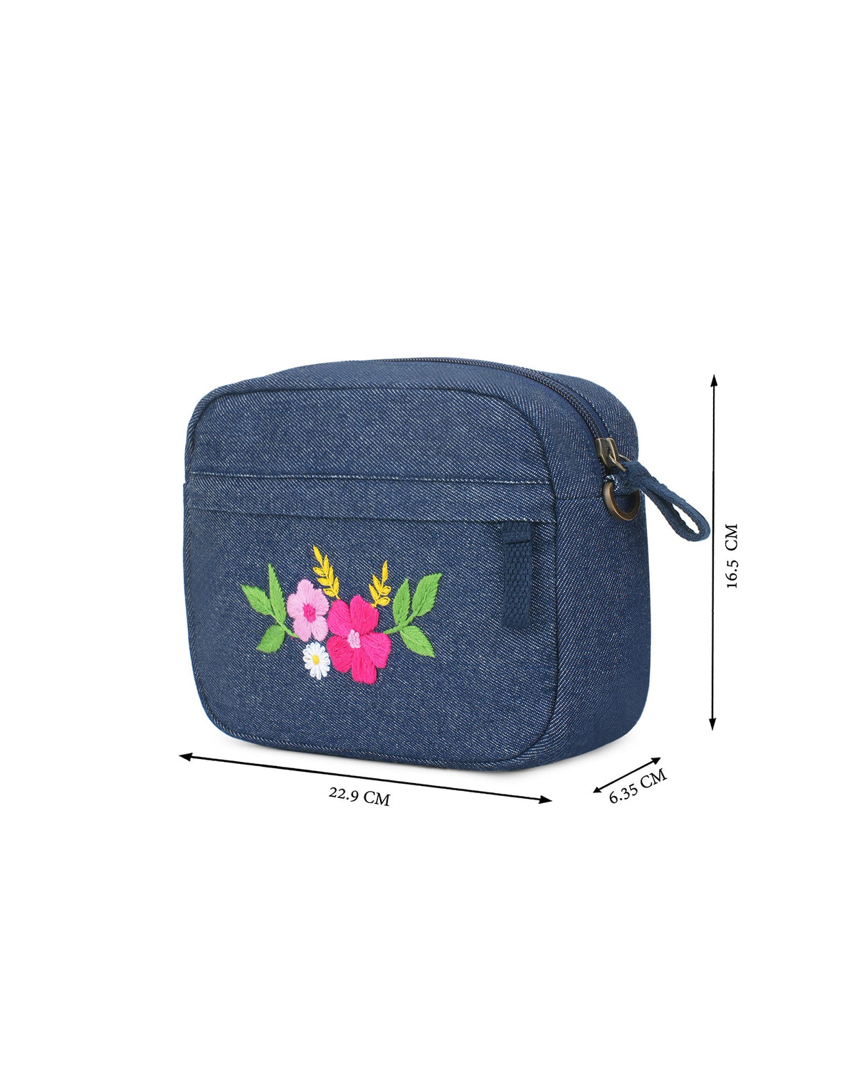 Upcycled Hand Embroidered Flower Woman Crossbody Sling Bag - Dwij -