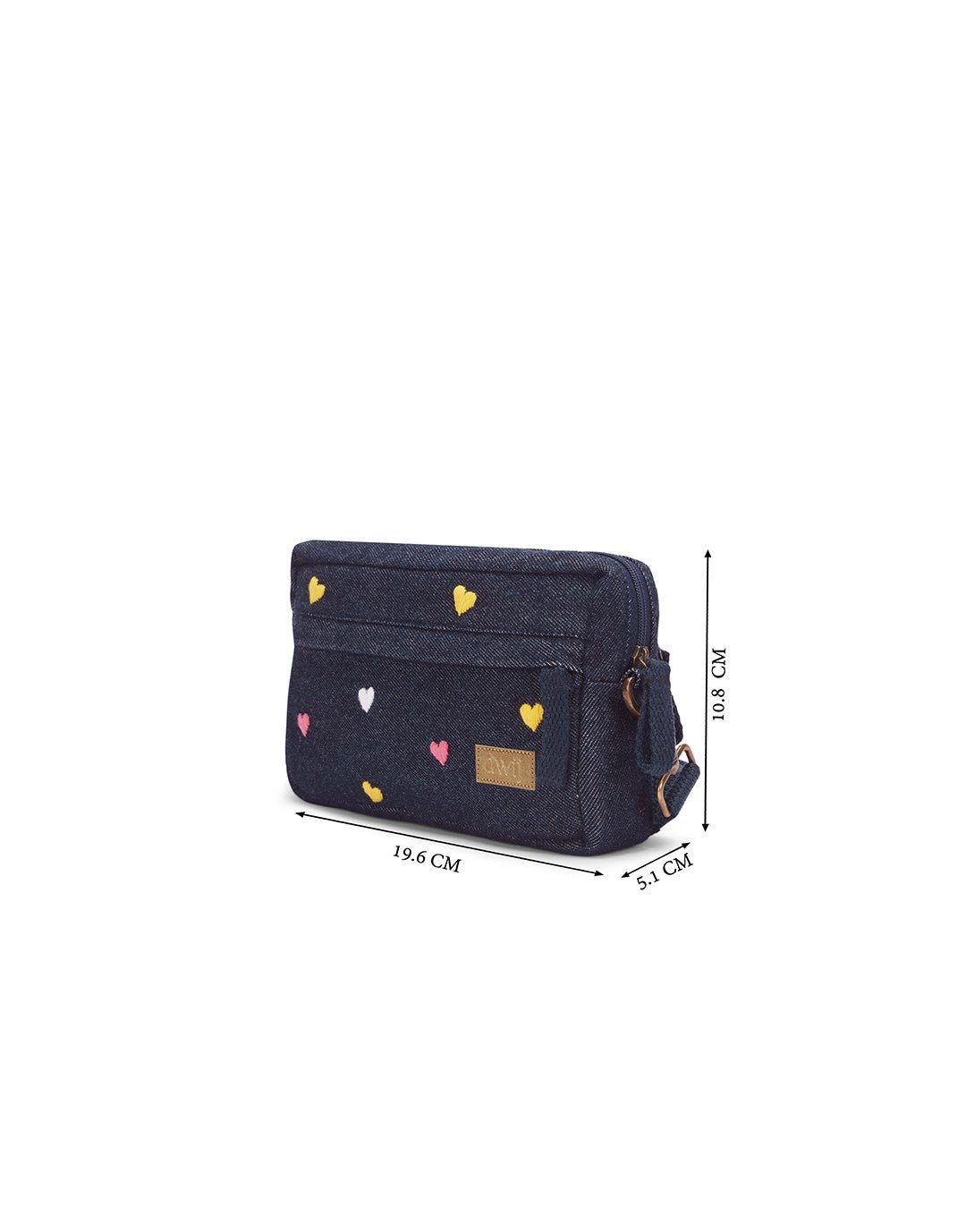 Upcycled Hand Embroidered Heart 2 - in - 1 Wallet Sling Bag - Dwij - 