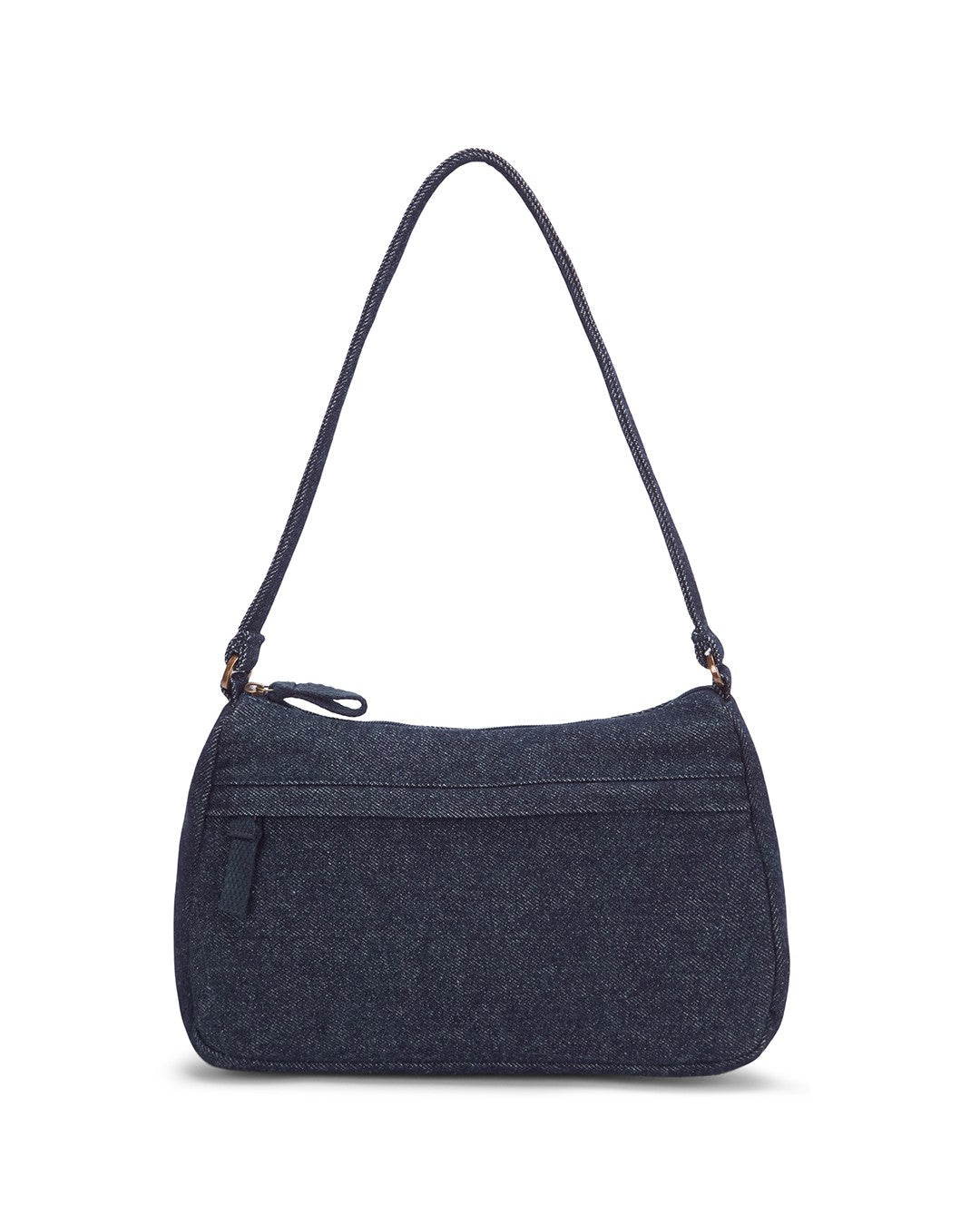Upcycled Hand Embroidered Heart Denim Baguette Bag (Large) - Dwij - 