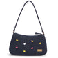 Upcycled Hand Embroidered Heart Denim Baguette Bag (Small) - Dwij - 