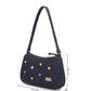 Upcycled Hand Embroidered Heart Denim Baguette Bag (Small) - Dwij - 