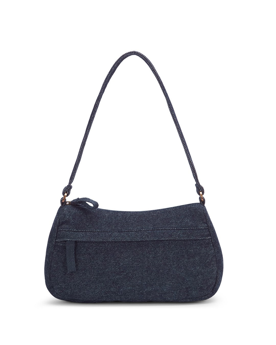 Upcycled Hand Embroidered Heart Denim Baguette Bag (Small) - Dwij - 