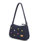 Upcycled Hand Embroidered Heart Denim Baguette Bag (Small) - Dwij - 
