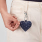 Upcycled Hand Embroidered Jeans Heart Keychain Charm - Dwij - 