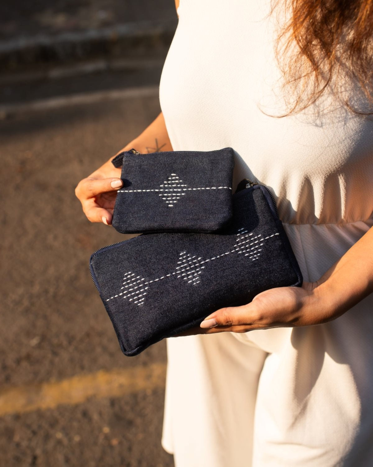 Upcycled Kantha Hand Embroidered Wallet With Coin Pouch