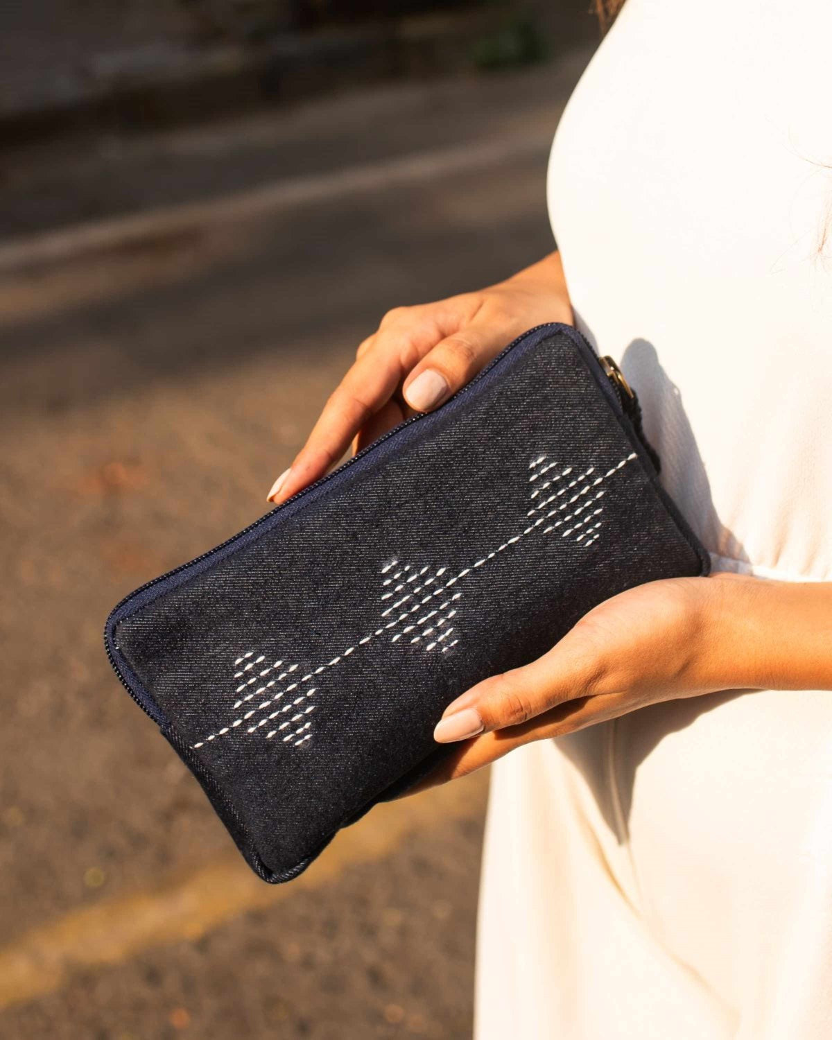 Upcycled Kantha Hand Embroidered Wallet With Coin Pouch