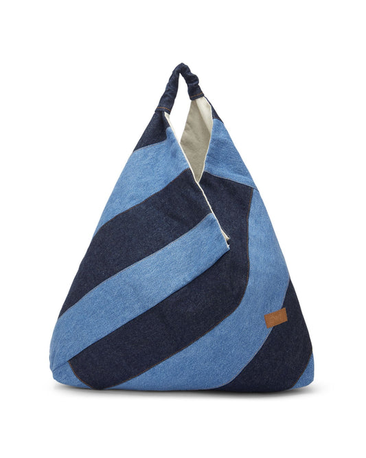 Upcycled Handcrafted Denim Jeans Blue Bento Tote Bag - Dwij - 