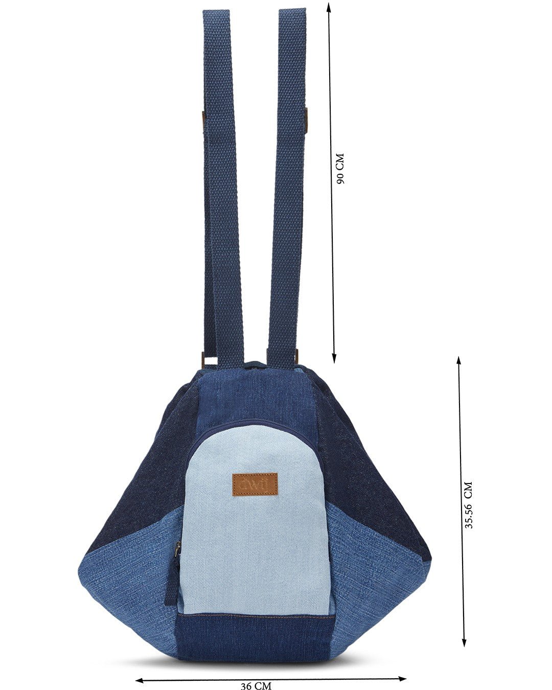 Upcycled Handcrafted Denim Jeans Blue Convertible Tote Bag - Dwij - 