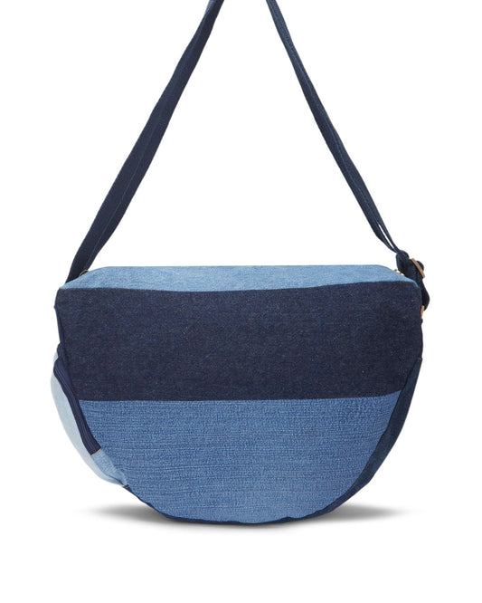 Upcycled Handcrafted Denim Jeans Blue Convertible Tote Bag - Dwij - 