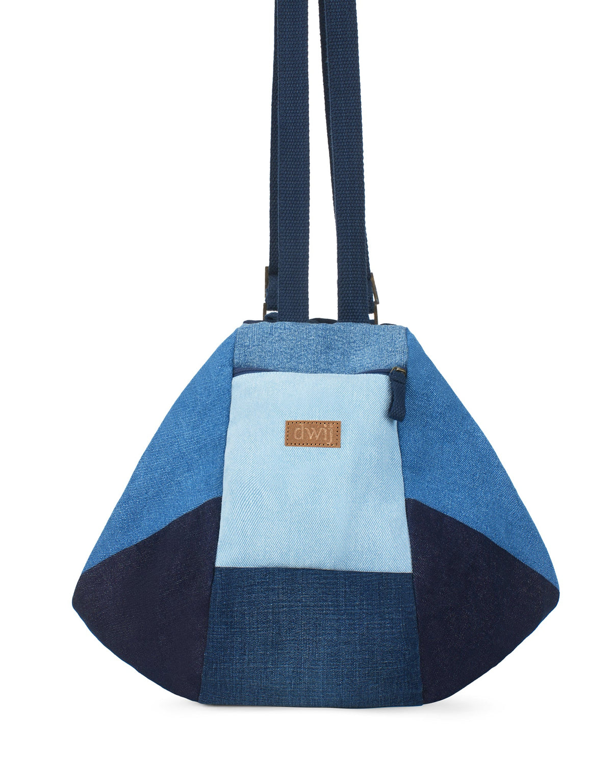 Upcycled Handcrafted Denim Jeans Blue Convertible Tote Bag (Large) - Dwij -