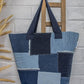 Upcycled Handcrafted Denim Jeans Blue Patched Tote Bag - Dwij