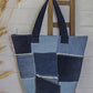 Upcycled Handcrafted Denim Jeans Blue Patched Tote Bag - Dwij