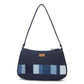 Upcycled Handcrafted Denim Jeans Blue Striped Baguette Bags - Dwij - 