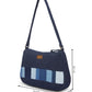 Upcycled Handcrafted Denim Jeans Blue Striped Baguette Bags - Dwij - 